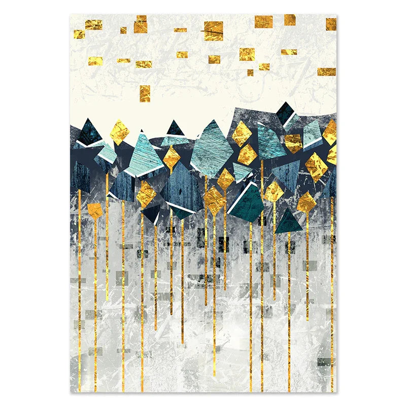 Nordic Abstract Geometric Mountain Landscape Wall Art - 0 | Abstract Geometric (View 5)