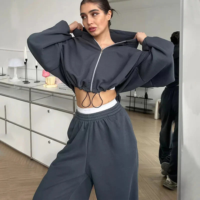 Womens Casual Solid Color Long Sleeve Zipper | Stand - 0 | Accessory Elegant (View 2)