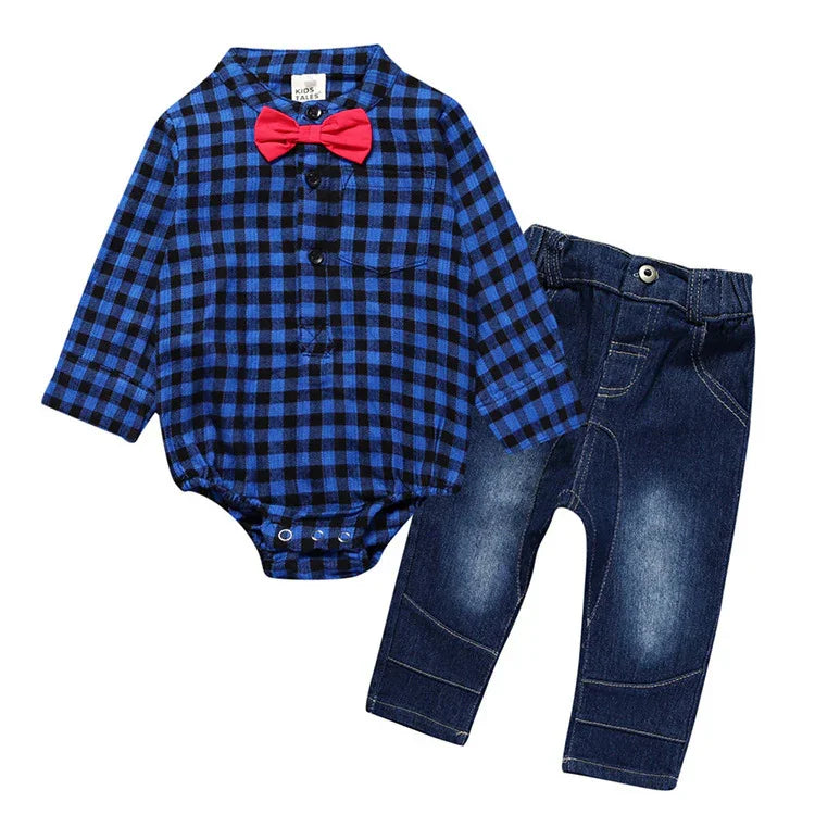 Boy Gentleman Plaid Suit Baby One Piece Bag Fart - 0 | Elegant Fashion (View 5)