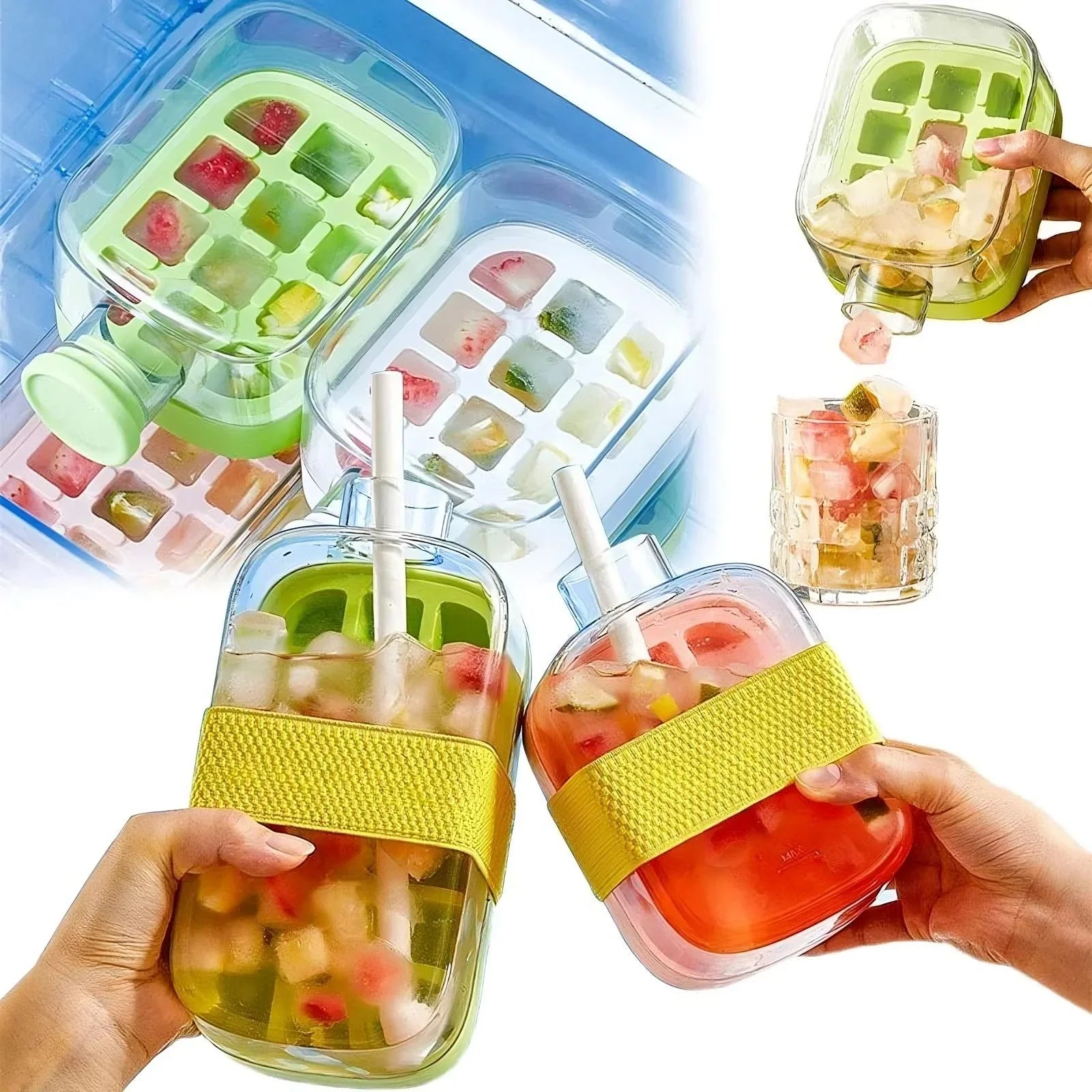 Ice Cube Tray Straw Easy Serving | Set Bundle - Ice Cream Maker Freezer Bowls | Christmas Cube