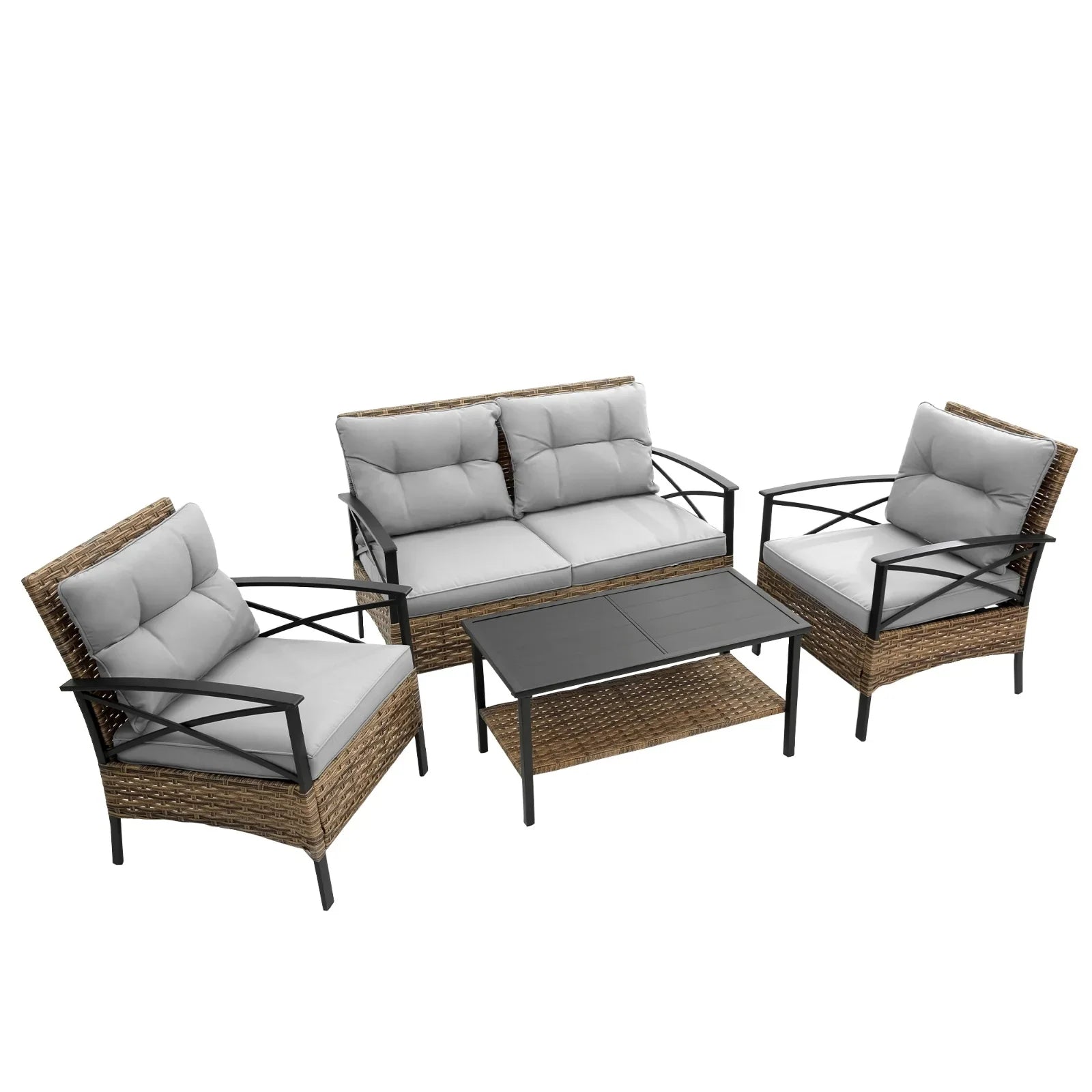 Patio Sectional Sofa Set Kd Rattan Wicker Outdoor - Outdoor Furniture | Black Cotton (View 5)