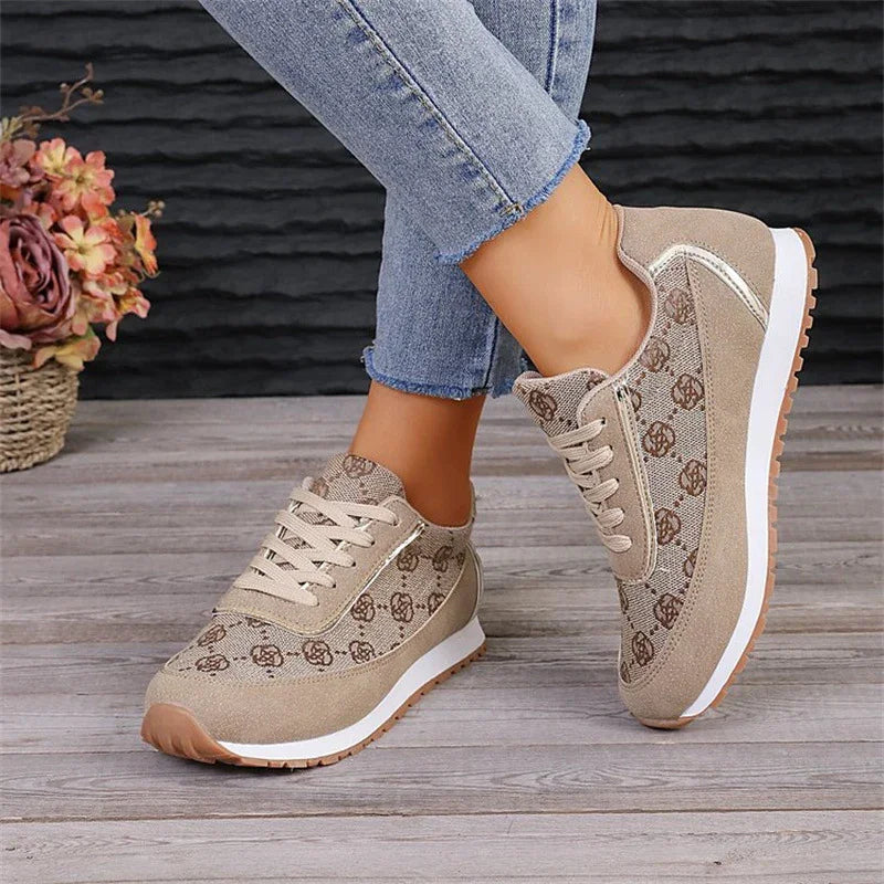 Flower Print Lace Up Sneakers Casual Fashion | Tool - 4 | Flower Lace-Up (View 6)