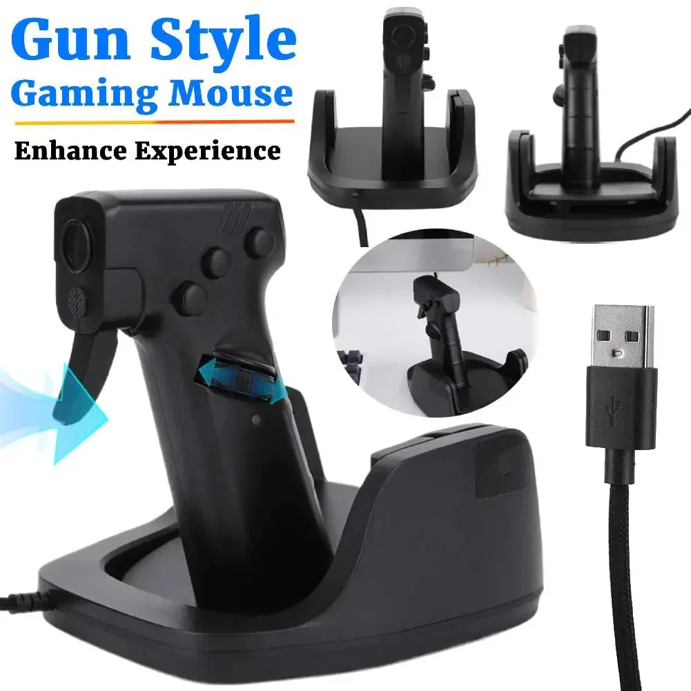 Gun Style Vertical Gaming Mouse | Adapter Converter - Electronics > Electronics Accessories > Computer Components > Input Devices > Mice & Trackballs | Bluetooth Portable (View 2)