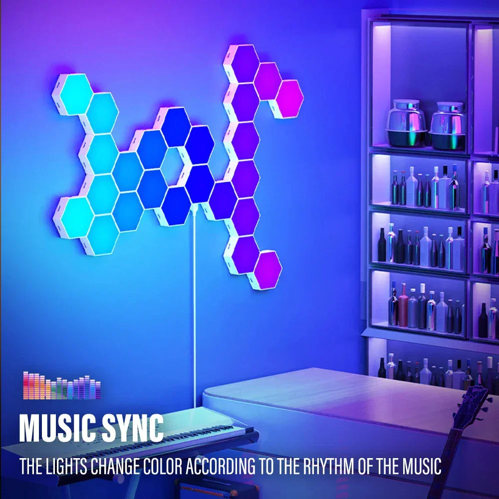 RGB Bluetooth LED Hexagon Wall Lights for Indoors