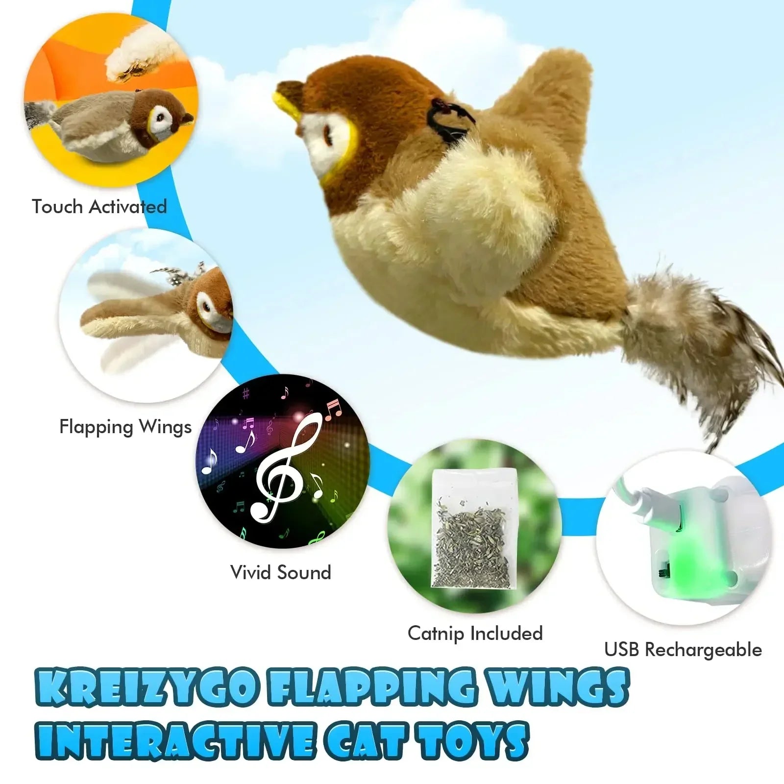 Interactive Bird Cat Toy for Play and Exercise