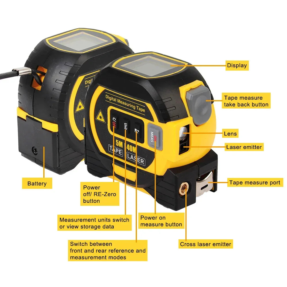 Laser Measure Tape for Accurate Measurements 3 in 1