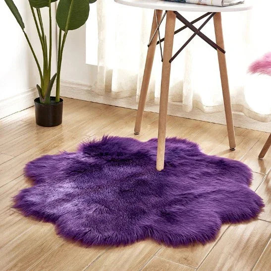 Artificial Woolen Carpet Rug Floral Shape Sheepskin - Home Decor | artificial carpet