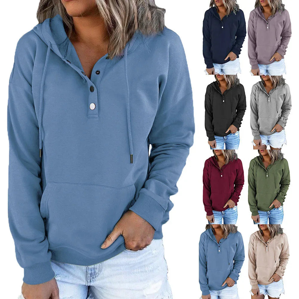 Long Sleeved Hooded Sweatshirt Pockets Fashion Casual - 0 | Accessory Elegant