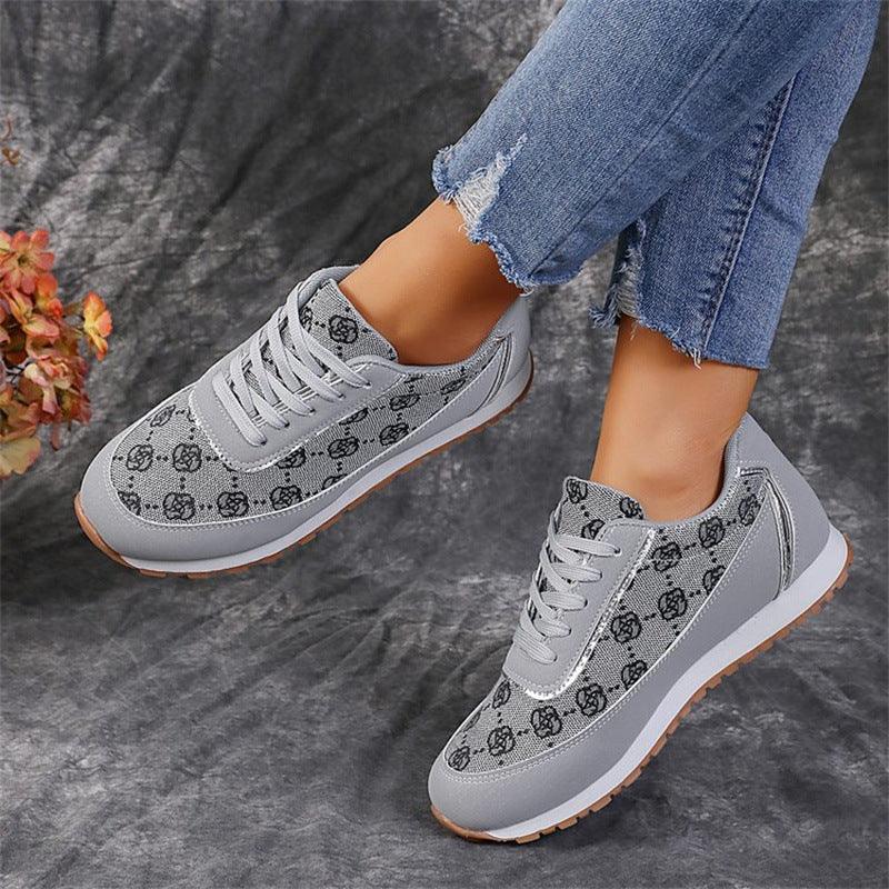 Flower Print Lace Up Sneakers Casual Fashion | Tool - 4 | Flower Lace-Up (View 7)