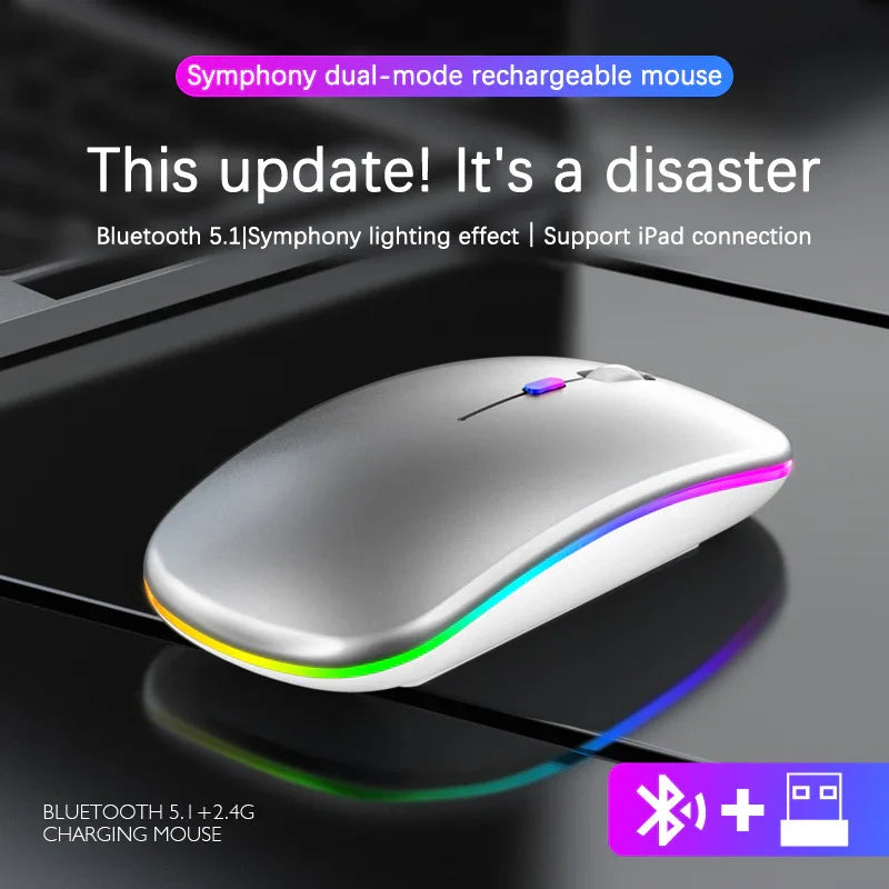 Mouse Bluetooth | Wireless Rechargeable Rgb Converter - Gaming Pads | Bluetooth Smart (View 3)