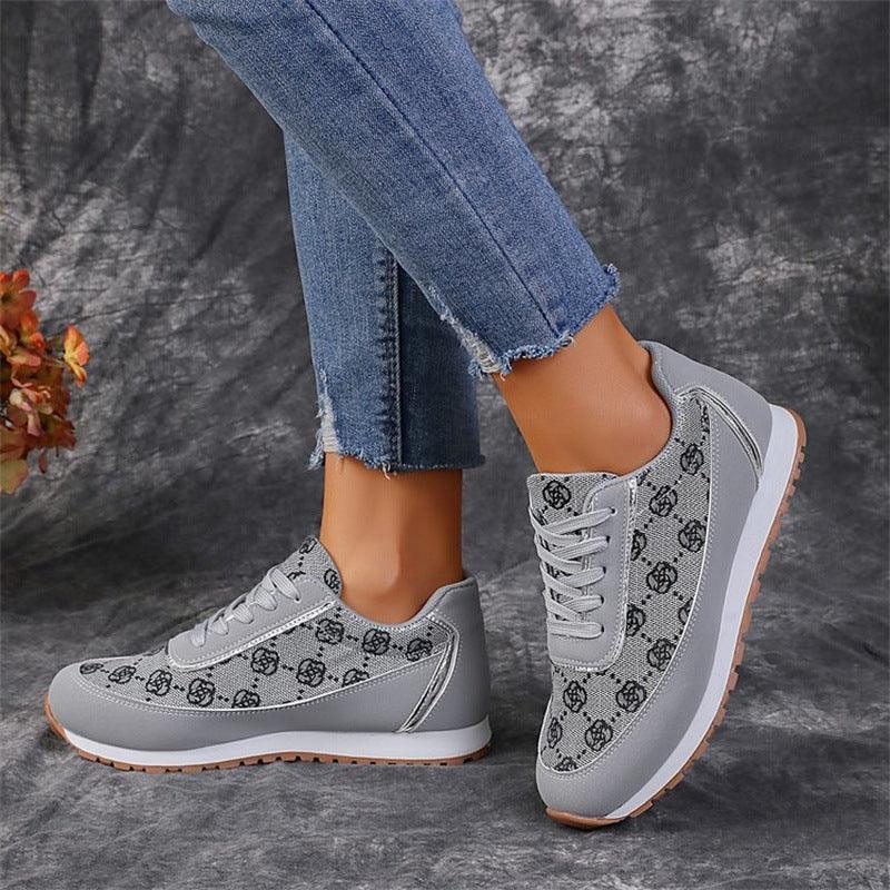 Flower Print Lace Up Sneakers Casual Fashion | Tool - 4 | Flower Lace-Up (View 5)