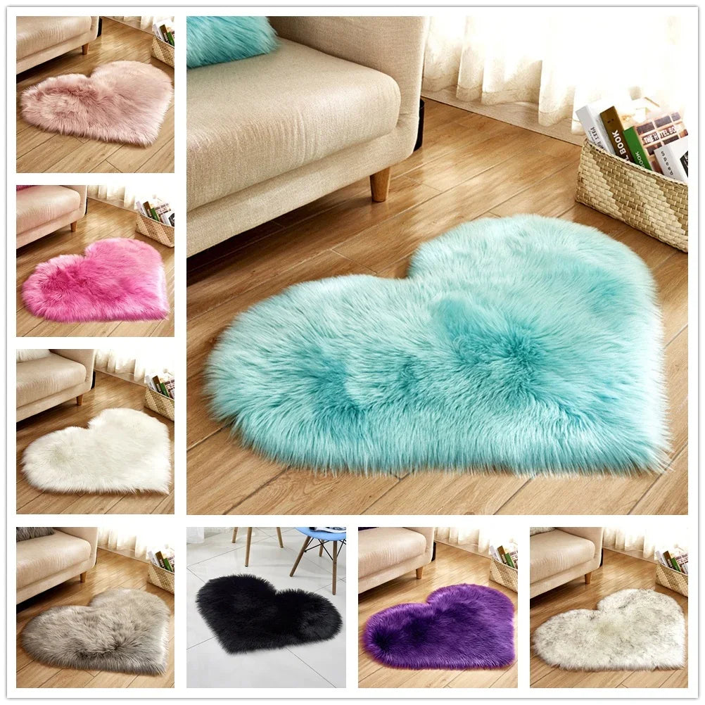 Plush Heart Shaped Carpet Non Slip Mat Fluffy Rug Floor - 0 | Christmas Decorative