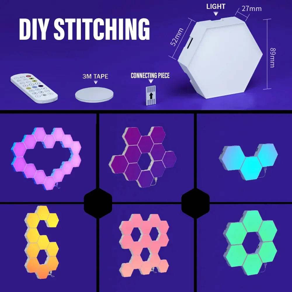 Bluetooth Hexagon Wall Lights Indoors | Rgb Led - Home & Garden > Lighting | Christmas Decorative (View 4)