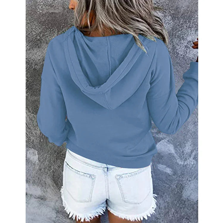 Long Sleeved Hooded Sweatshirt Pockets Fashion Casual - 0 | Accessory Elegant (View 2)