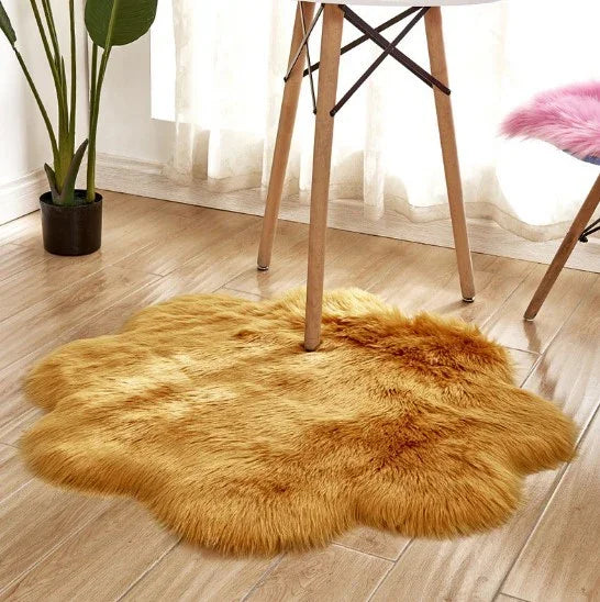 Artificial Woolen Carpet Rug Floral Shape Sheepskin - Home Decor | artificial carpet (View 2)
