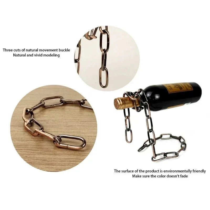 Iron Chain Floating Wine Holder Elegant Display - Product | Accessory Elegant (View 5)