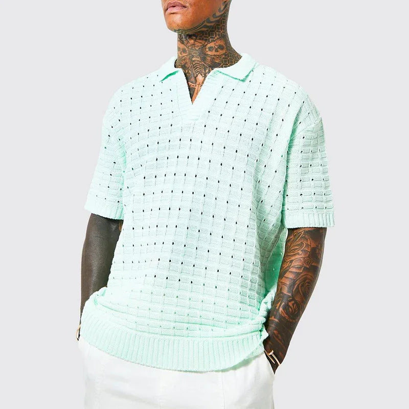 Mens Knitted Short Sleeved Casual | Accessory - 0 | Knitted White (View 5)