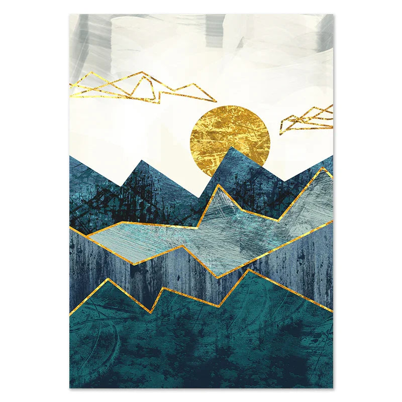 Nordic Abstract Geometric Mountain Landscape Wall Art - 0 | Abstract Geometric (View 6)