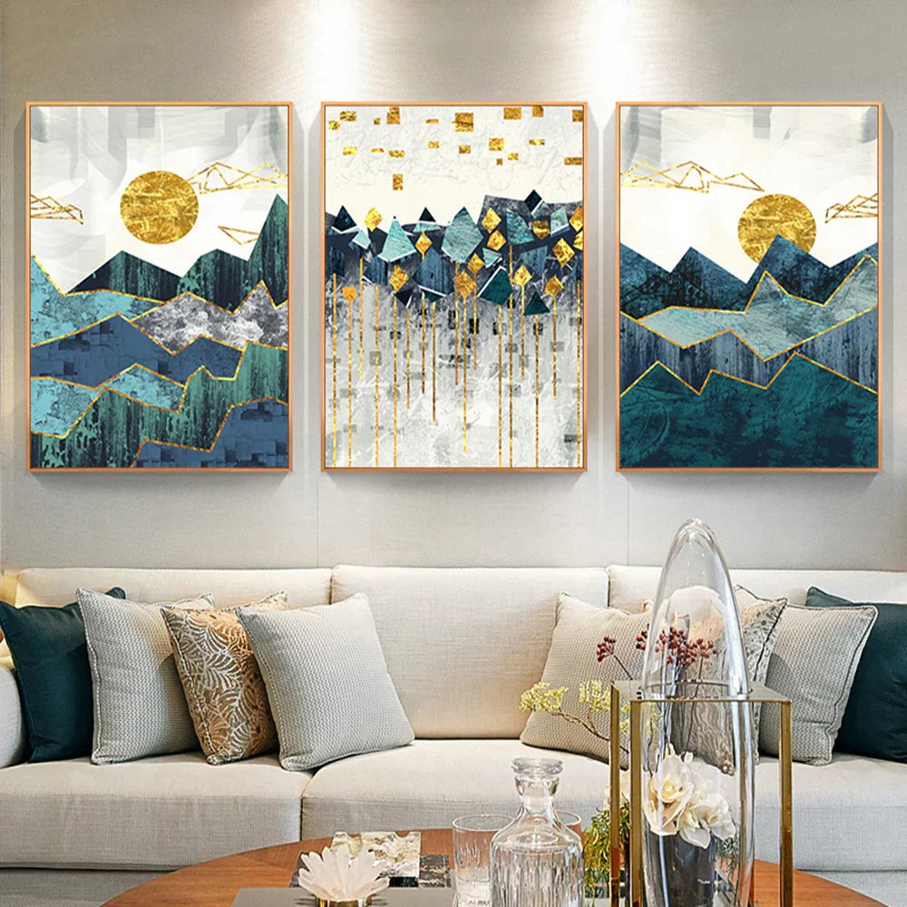 Nordic Abstract Geometric Mountain Landscape Wall Art - 0 | Abstract Geometric