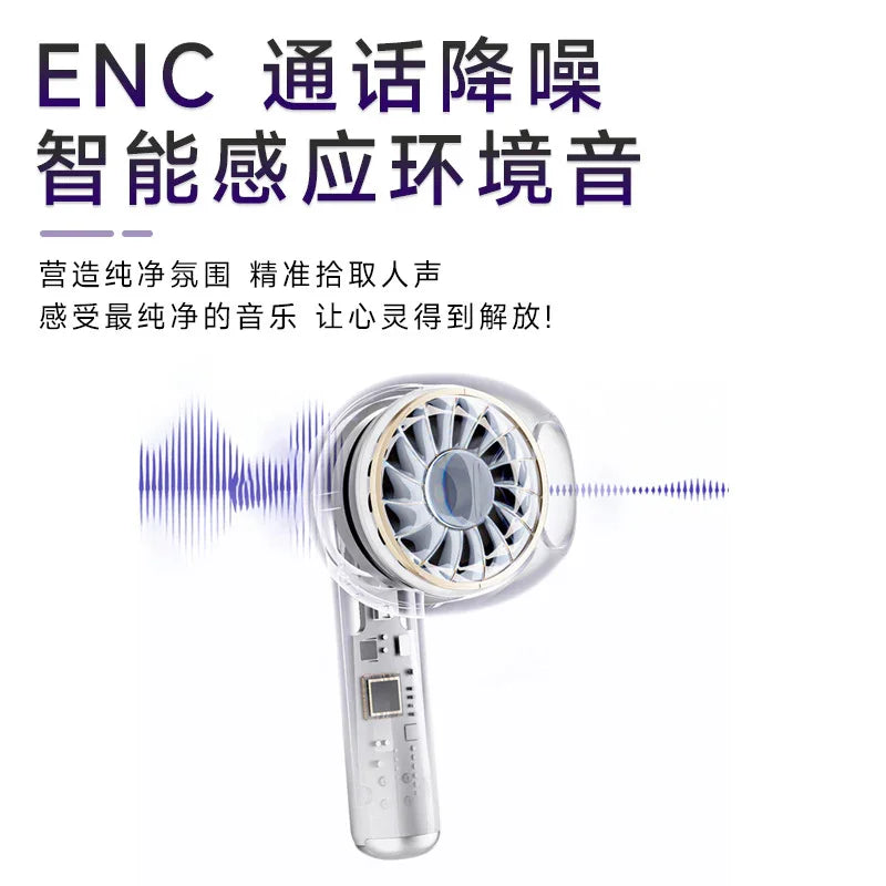Featuring advanced ENC noise reduction, intelligent ambient sound sensing, and a circular speaker-microphone design with sound waves and Chinese text, the Unik Store A11 pro Blue Earphones Experience Sound ensures clear calls.