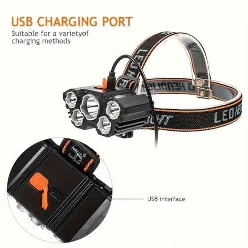 High Lumen Headlamp | 5cob Led Rechargeable Bundle - Home & Garden > Lighting | Accessory Elegant (View 10)