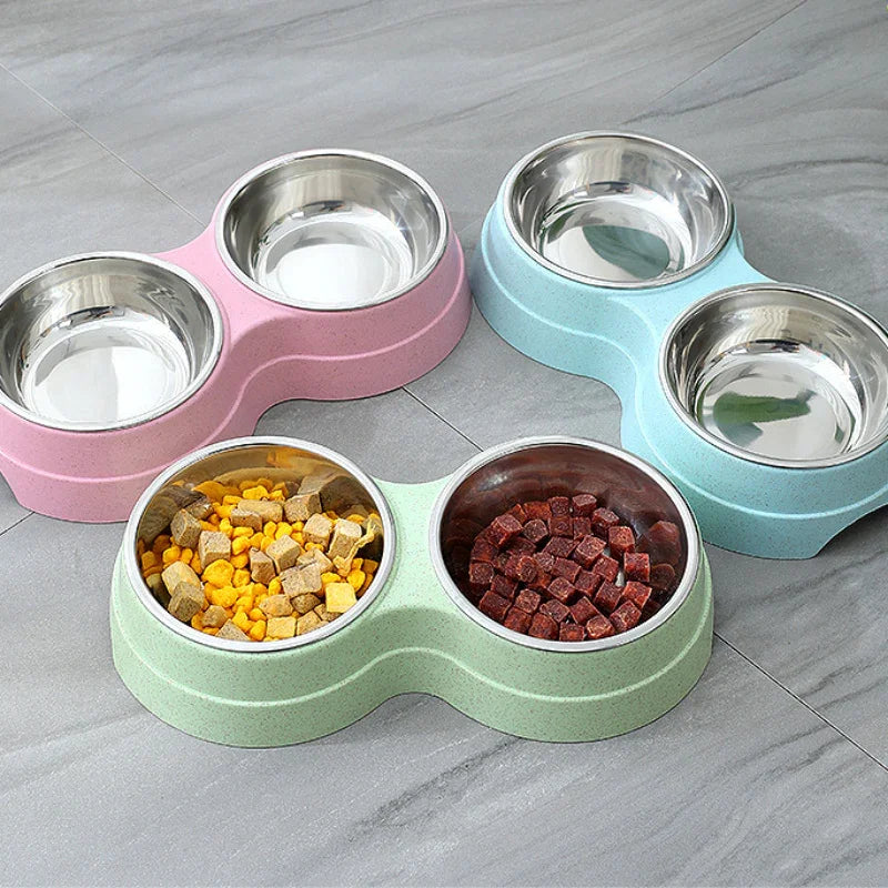 Double Pet Bowls Dog Food Water Feeder Drinking Dish - Pet Accessories | Accessory Double