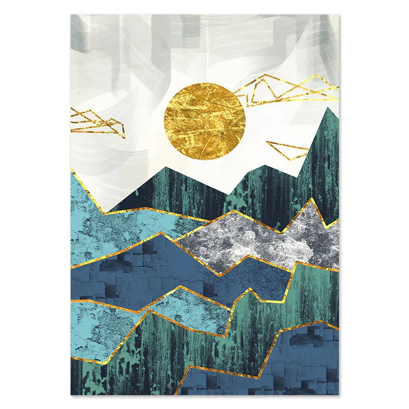 Nordic Abstract Geometric Mountain Landscape Wall Art - 0 | Abstract Geometric (View 4)