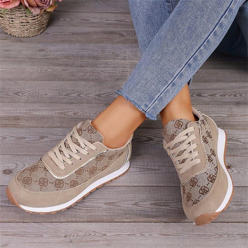 Flower Print Lace Up Sneakers Casual Fashion | Tool - 4 | Flower Lace-Up (View 4)