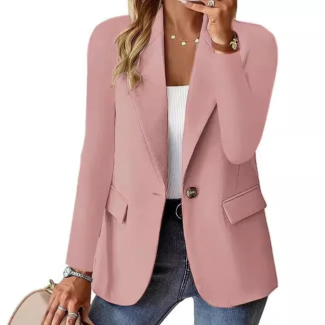 Fashion Casual Women Blazer Long Sleeved Solid Color - 0 | Blue Casual (View 5)