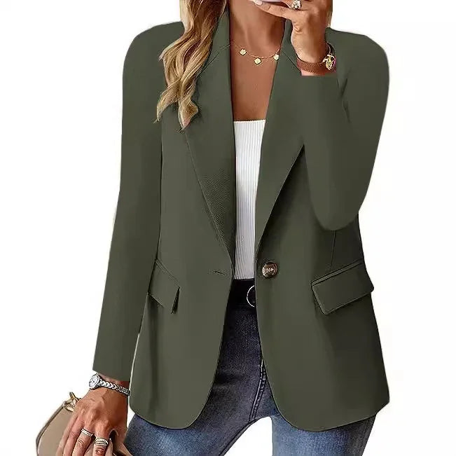 Fashion Casual Women Blazer Long Sleeved Solid Color - 0 | Blue Casual (View 4)