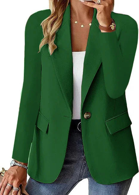 Fashion Casual Women Blazer Long Sleeved Solid Color - 0 | Blue Casual (View 7)