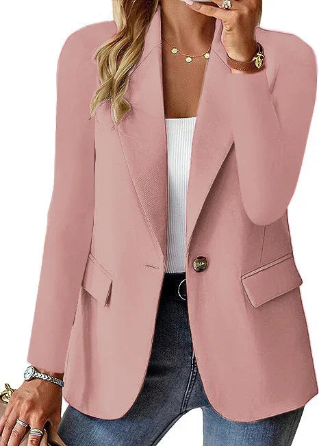 Fashion Casual Women Blazer Long Sleeved Solid Color - 0 | Blue Casual (View 10)