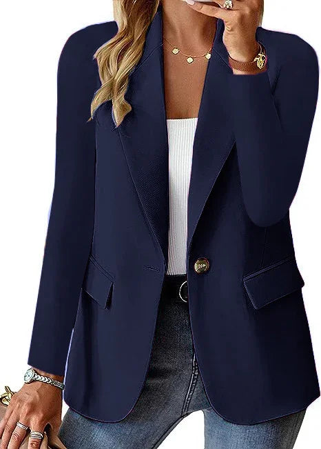 Fashion Casual Women Blazer Long Sleeved Solid Color - 0 | Blue Casual (View 8)