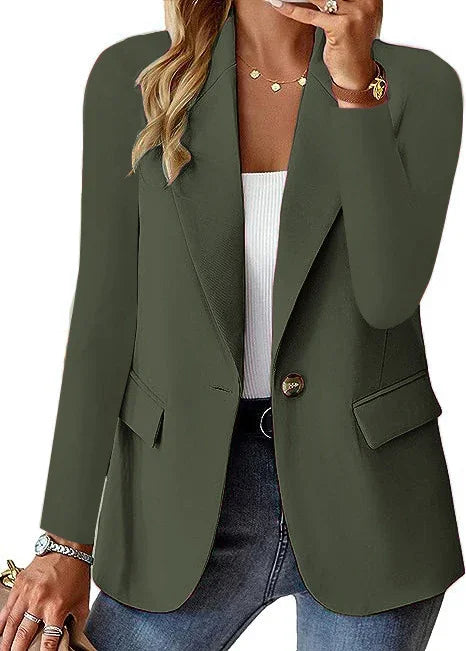 Fashion Casual Women Blazer Long Sleeved Solid Color - 0 | Blue Casual (View 9)