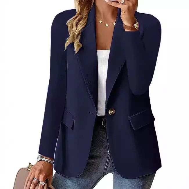 Fashion Casual Women Blazer Long Sleeved Solid Color - 0 | Blue Casual (View 3)