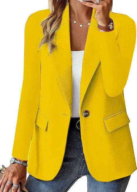 Fashion Casual Women Blazer Long Sleeved Solid Color - 0 | Blue Casual (View 6)
