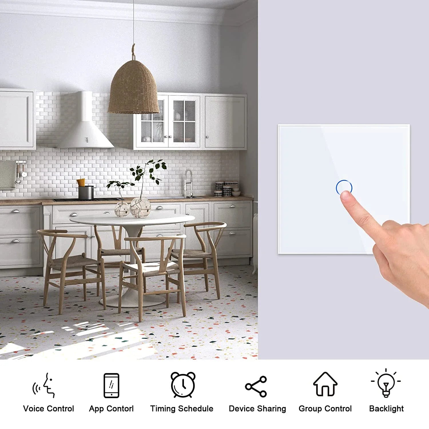 WiFi Smart Light Switch EU | Glass Touch Panel | Alexa & Google