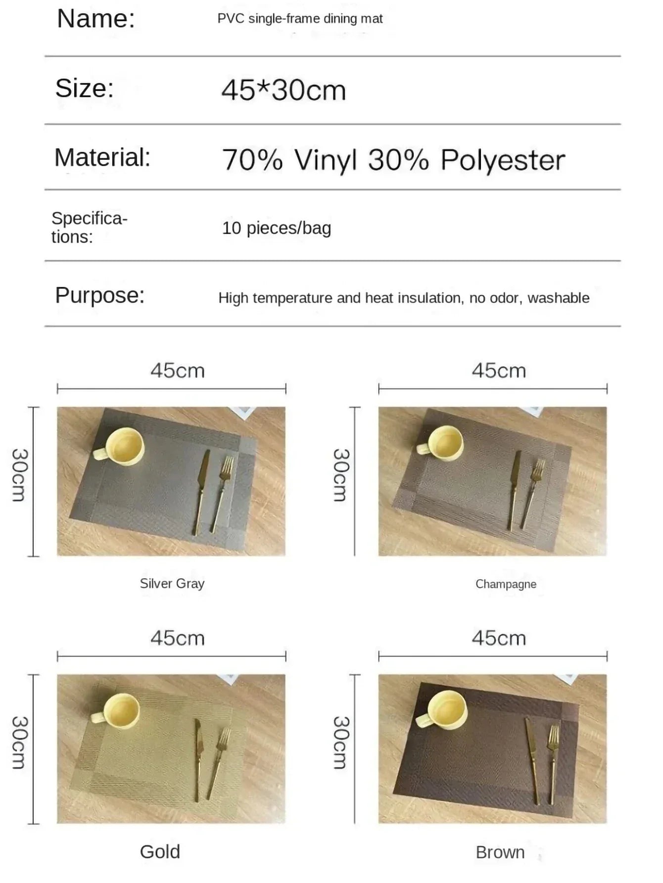 Style Western Dinner Mat Pvc Placemat Hotel Heat Proof - Product | European Plastic (View 9)