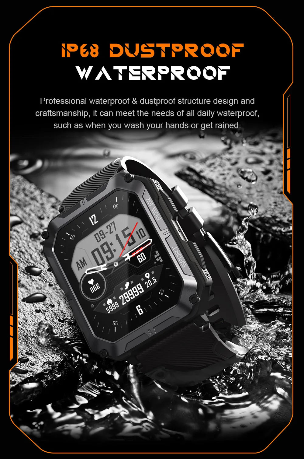 Smartwatch for Cubot J9 & DOOGEE S59 | BT call | voice assistant | IP68 waterproof