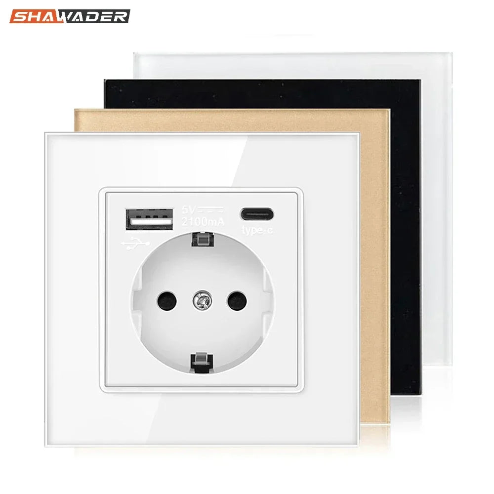 Shawader Wall Power Sockets Tempered Crystal | Model - Uncategorized | Glass Power