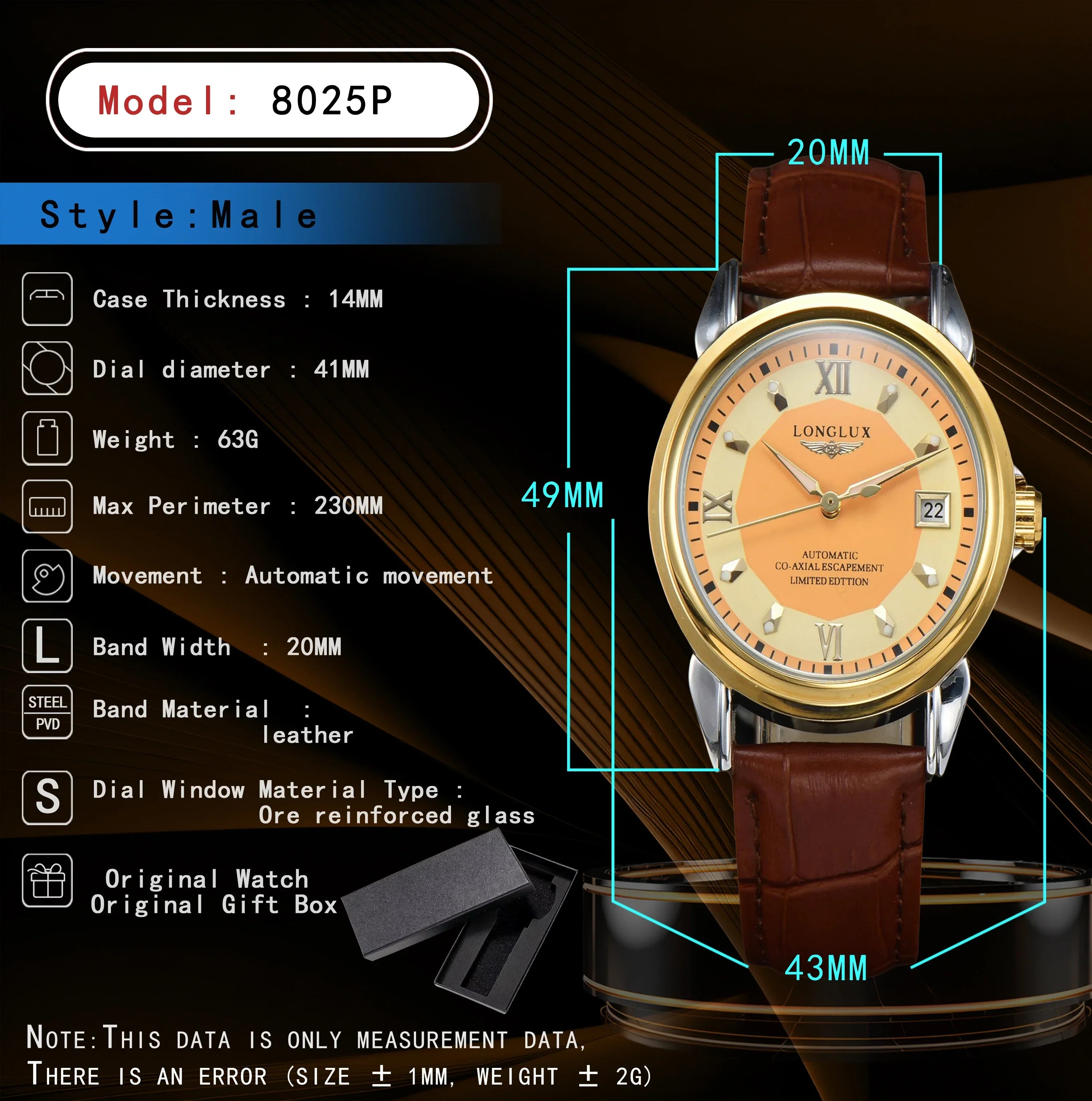 Longlux Automatic Man Watch Business Leisure | Holder - Apparel & Accessories > Jewelry > Watches | Automatic Elegant (View 3)