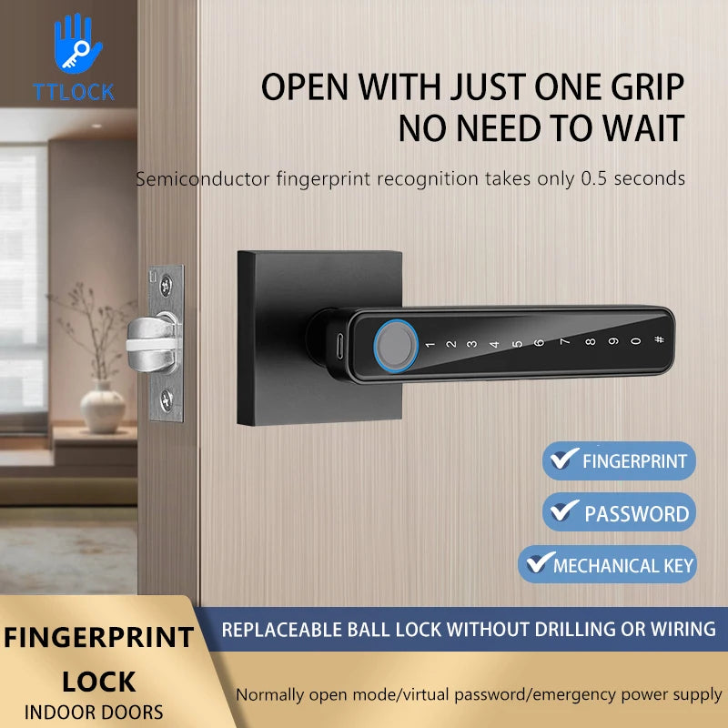 Tuya/TTLock biometric smart door lock | fingerprint & password | keyless entry