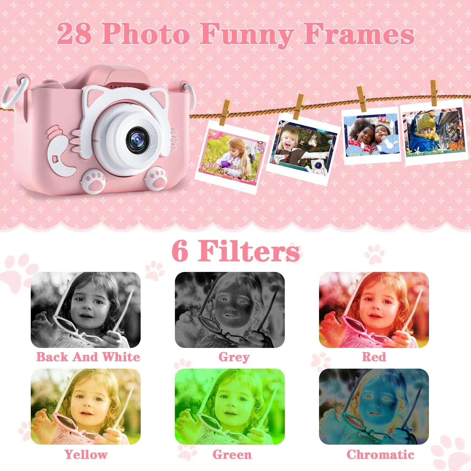 Kdis Camera Toys Digital Girls Boys Hd Screen Music - Lens Filters | Accessory Camera (View 5)