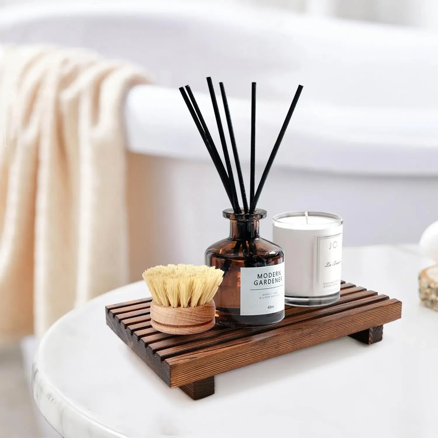 Bathroom Counter Organizer Wooden Display Pedesta - Home & Garden > Storage & Organization | Bathroom Bathroom Essentials (View 2)