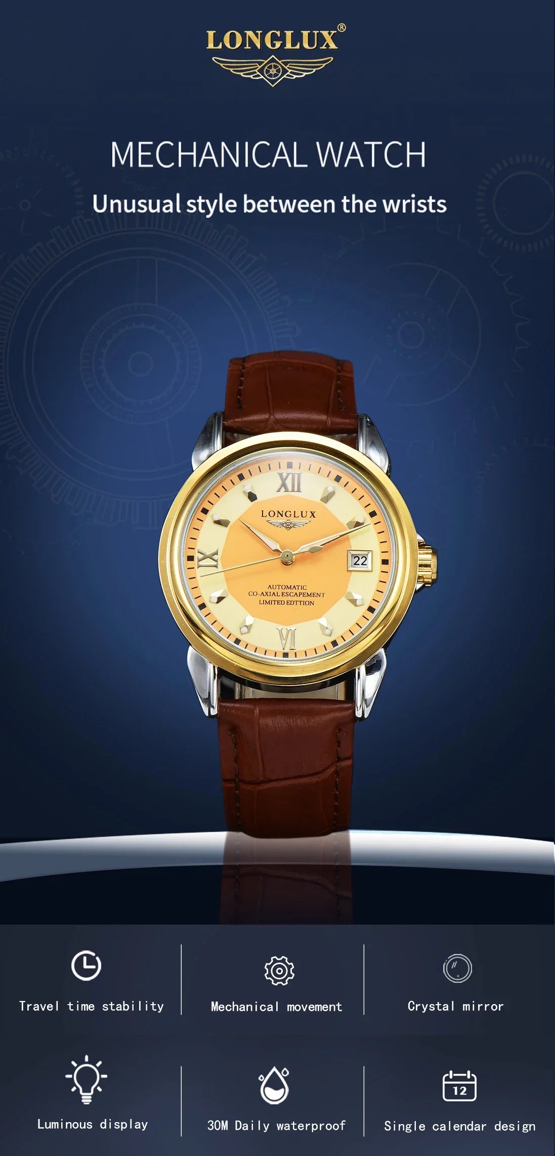 Longlux Automatic Man Watch Business Leisure | Holder - Apparel & Accessories > Jewelry > Watches | Automatic Elegant (View 7)