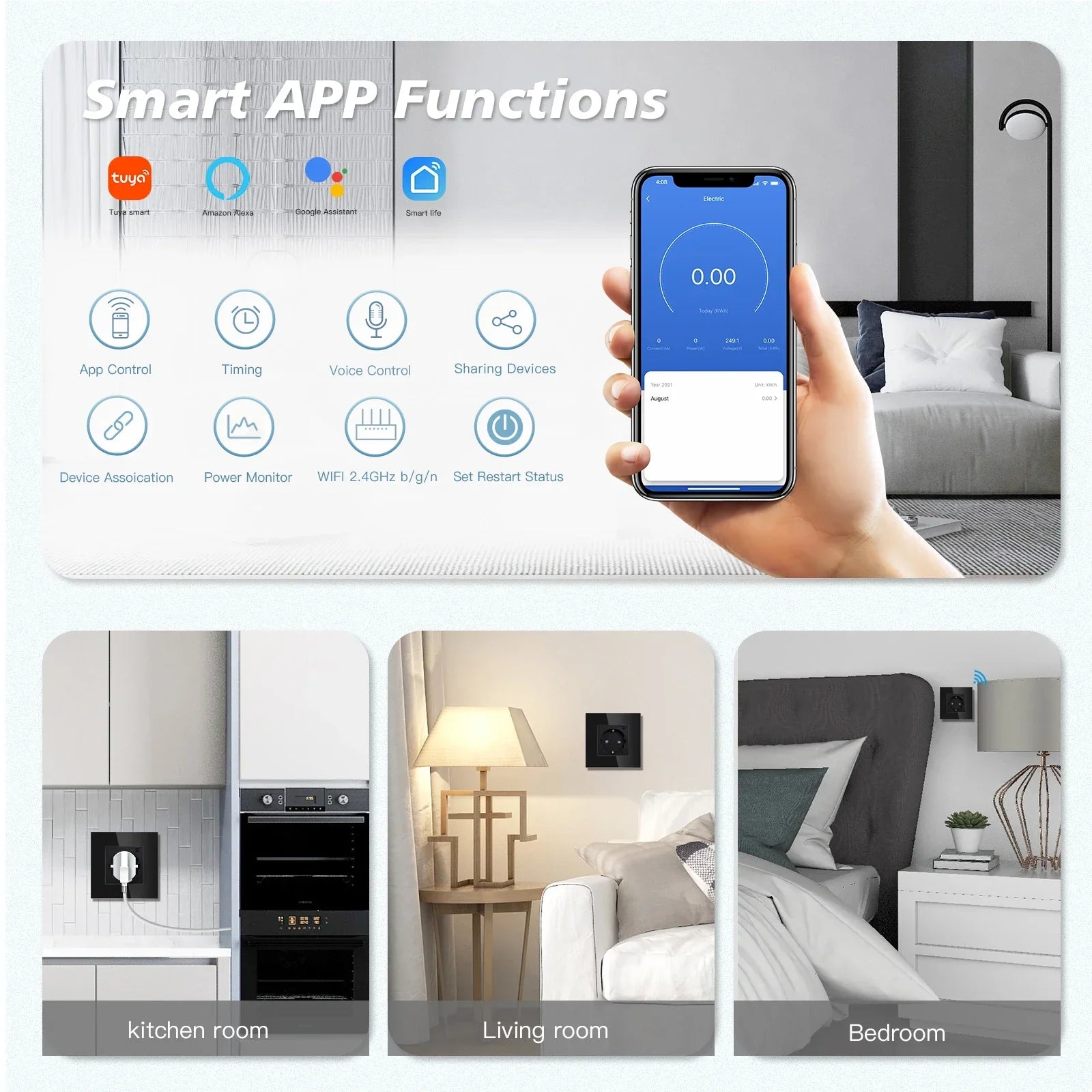 Wifi Wall Socket Timer Home | Smart Adapter Converter - Electronics > Electronics Accessories | Glass Socket (View 2)
