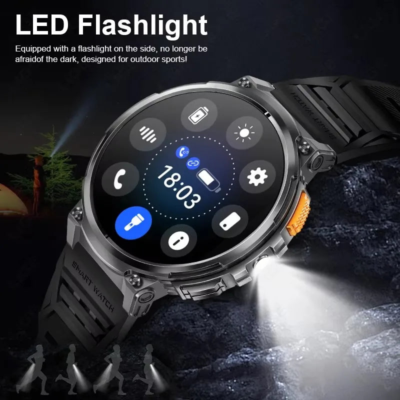 New 1.85” HD screen smartwatch | LED flashlight | 730mAh battery | BT call