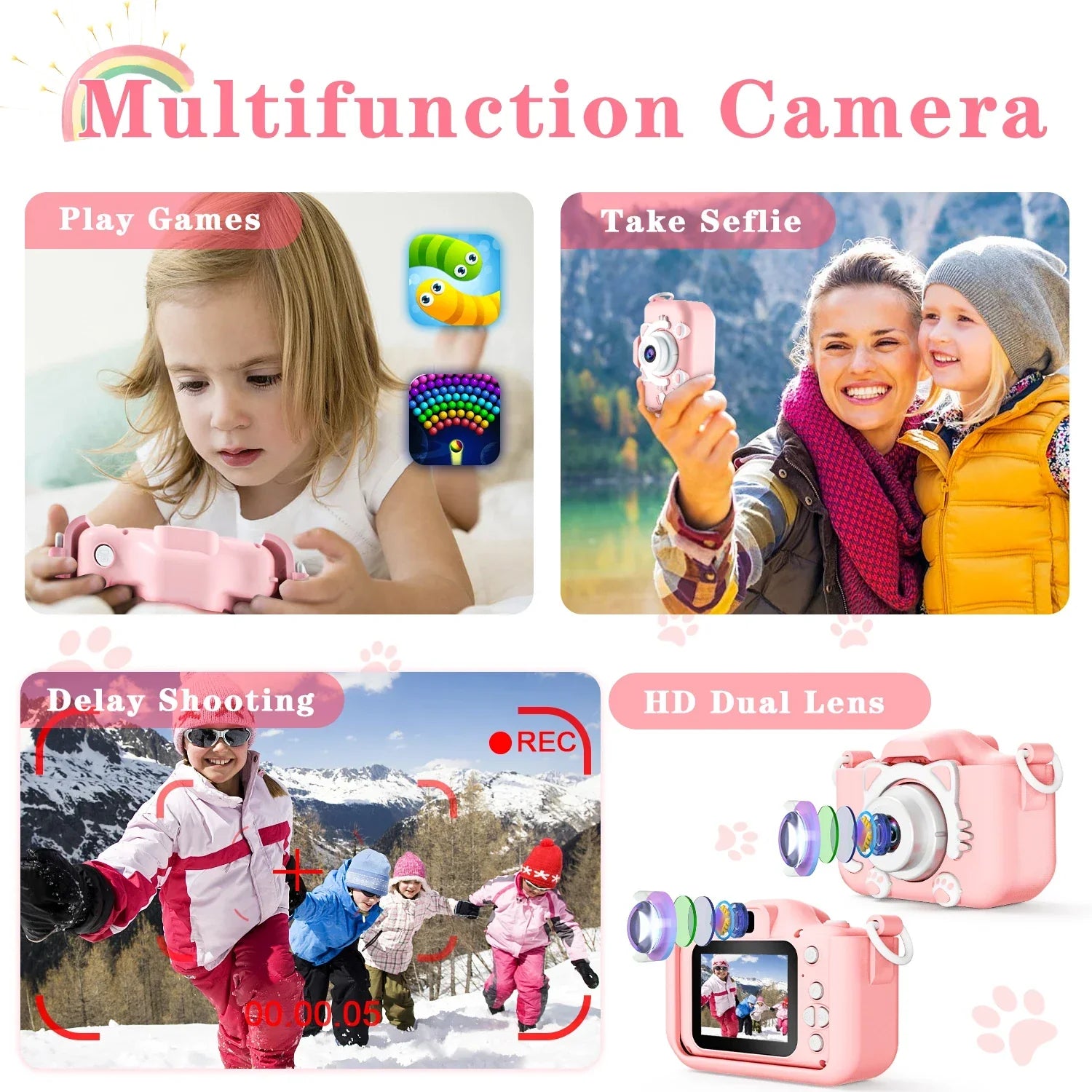 Kdis Camera Toys Digital Girls Boys Hd Screen Music - Lens Filters | Accessory Camera (View 10)
