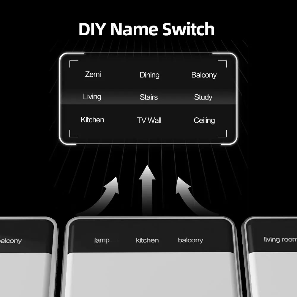 Zigbee Smart DIY Name Switch EU Type Display Screen Touch Wall Light