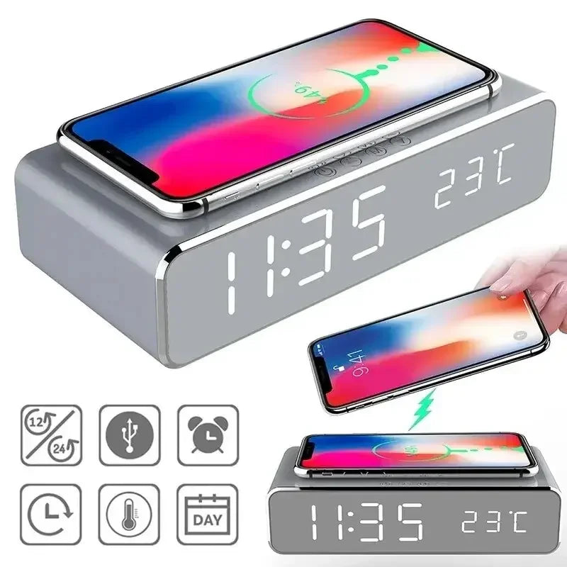 Charger Time Alarm Clock Digital | Wireless Led - Electronics > Power | Bluetooth Smart